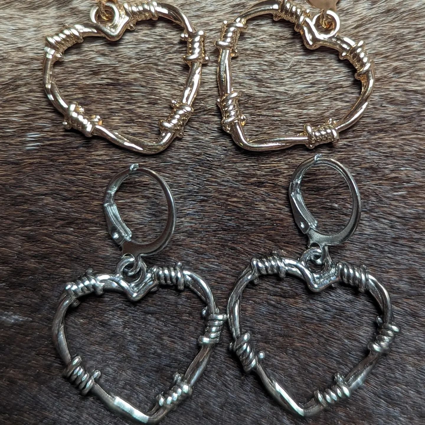 Barb Wire Heart Earrings